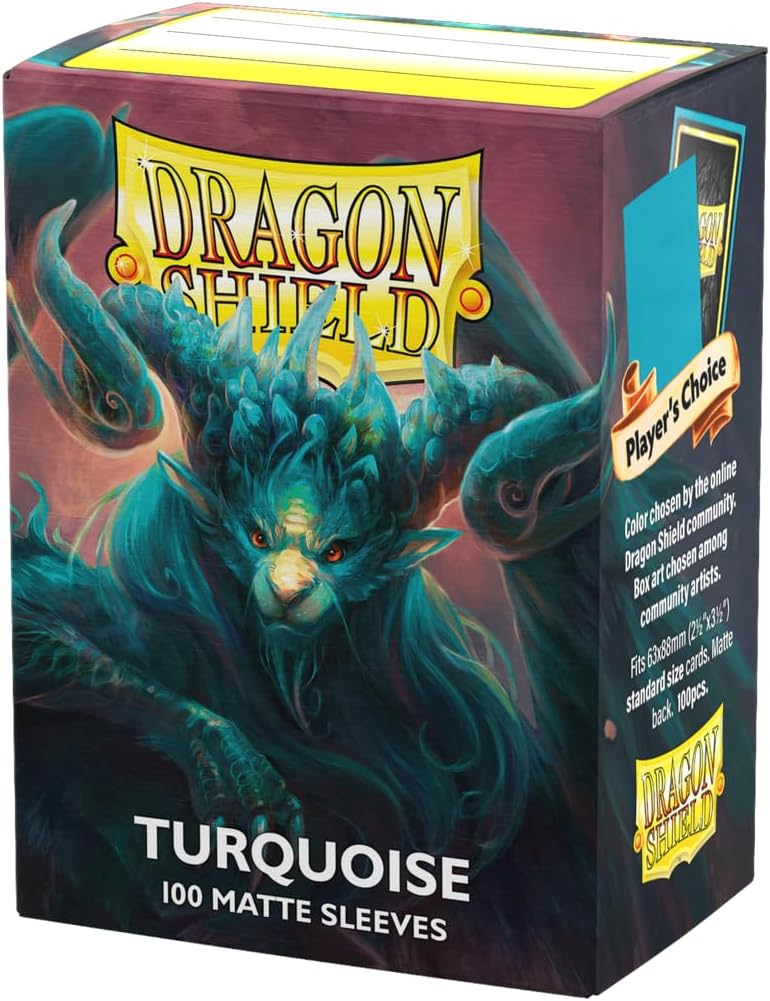 dragon shield أكمام بطاقات مات قياسية الحجم | 100 قطعة - أكمام TCG متميزة وسلسة وقوية | متوافقة مع بوكيمون، فليش آند بلود، ون بيس وماجيك ذا جاذرينغ | تركواز - اختيار اللاعبين - Image 1